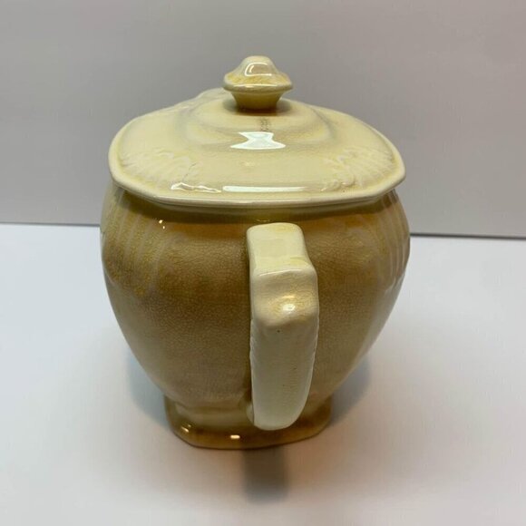 1932 Vintage Crown Potteries Company Yellow Lidded Pitcher - Picture 3 of 10